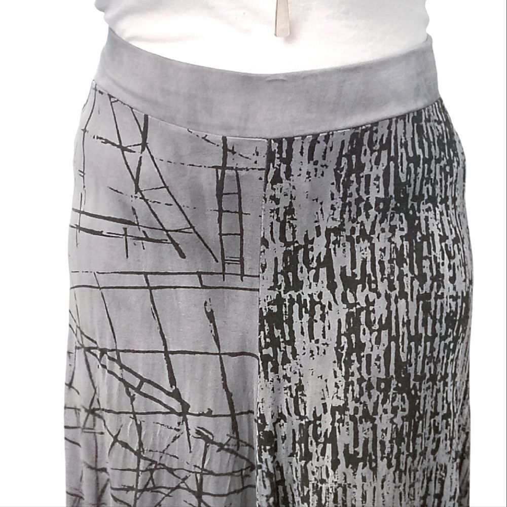 VTG Y2K Grey Black Abstract Print High Low Grunge Fairycore Midi Skirt‎ Large - Picture 4 of 10
